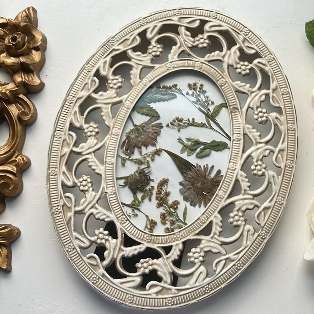 Vintage Ornate Frame with Dried Flowers